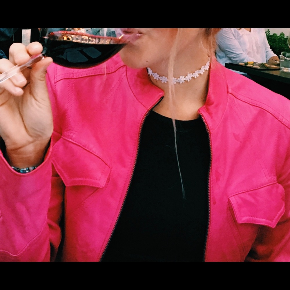 Versace hot pink real leather jacket